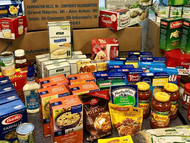 Pantry foods collected during a food drive
