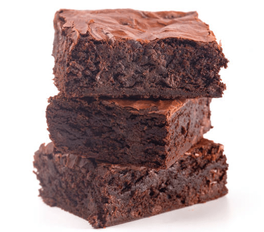 Three stacked brownies